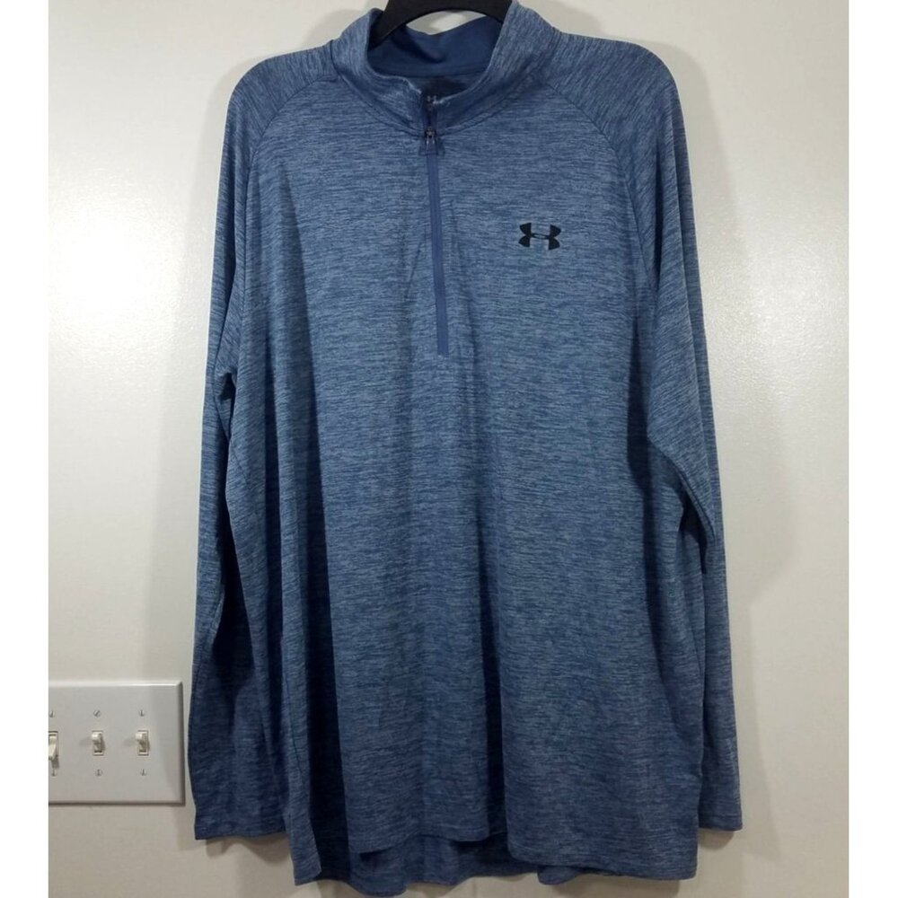 Under Armour Mens 2XL Blue Quarter-Zip Golf Pullover HeatGear Performance Top